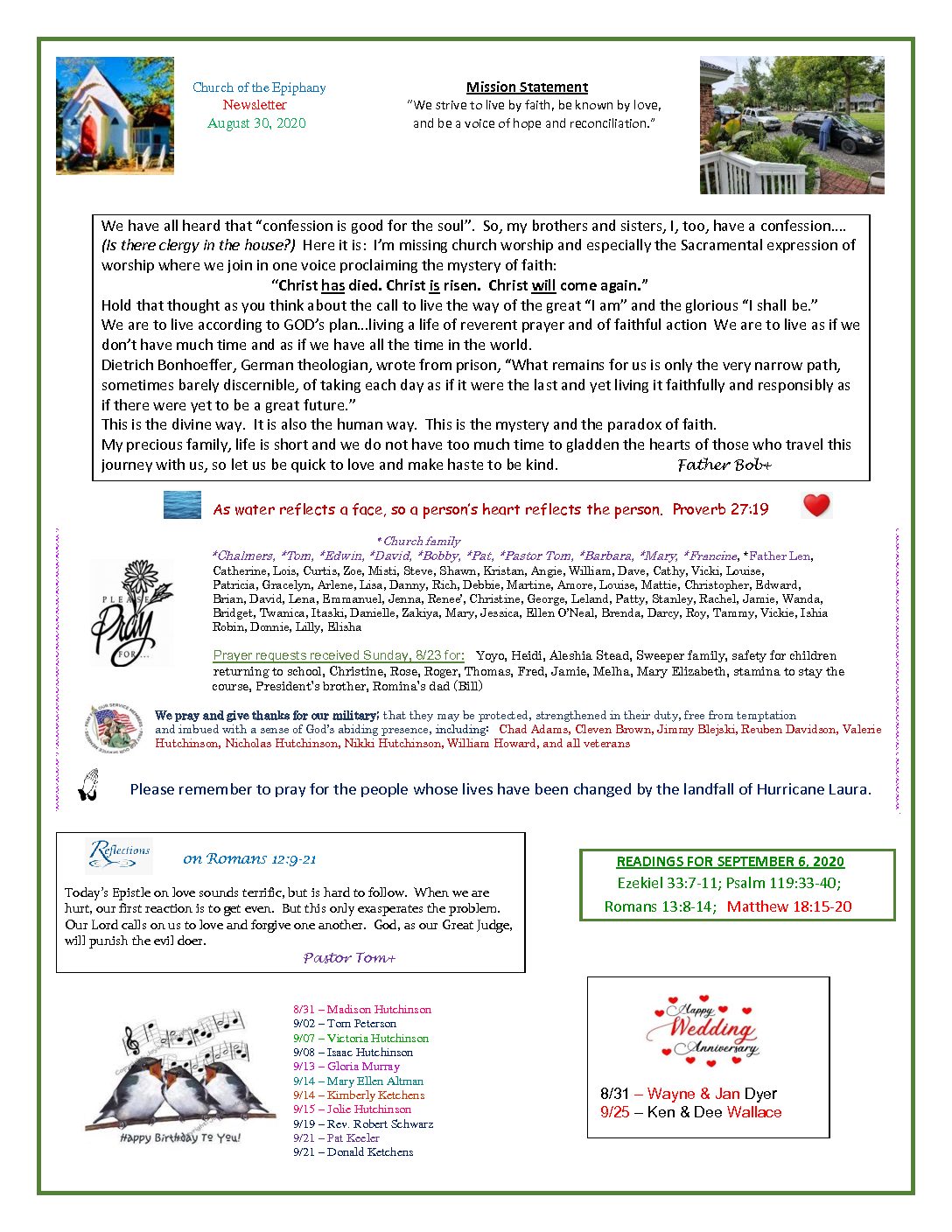 Newsletters & Calendar of Events Epiphany Summerville